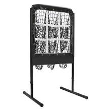 Baseball Throwing Net With 9 Targets, 39-45 Inch Height Adjustable Design & Ground Spikes, Polyester Training Rebounder - Black - View 9