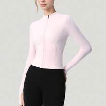 Women's Long Sleeve Full Zip Athletic Jacket With Thumbholes And Fitted Silhouette - Hồng - Xem 1