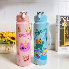 Botella de agua de 700ml con degradado, a prueba de fugas, de gran capacidad, botella de agua deportiva resistente al calor, adecuada para deportes al aire libre en verano - Multicolor - Ver 4