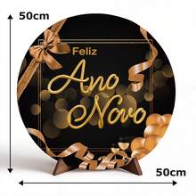 Decorative Panel And Cylinder Covers For Happy New Year Theme Parties With Elastic - 50x50 New Year Table Panel 032 - View 5