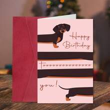 1pc Funny Dachshund Birthday Card With Envelope - Unique Puppy Design Paper Greeting Card For Family, Friends & Loved Ones - Perfect For Dog Lovers And Birthday Celebrations - Multicolor - View 5