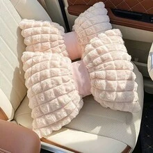 1 pièce/2pcs Oreiller d'appui-tête de voiture, Oreiller de cou confortable et chaud en peluche d'hiver, Oreiller d'appui-tête et lombaire de couleur unie minimaliste, Accessoires de voiture, Oreiller de voiture - Blanc - Voir 6
