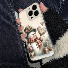 Funda de teléfono transparente con tema navideño de muñeco de nieve - Funda de teléfono suave y resistente de TPU premium adecuada para modelos de 17, 16, 15, 14, 13, 12, 11 Pro Max, así como 16, 14 Plus, 12 Mini, X, XS Max, XR, 8 y 7 Plus, Funda de teléfono con muñeco de nieve navideño, Funda/Fundas de teléfono, Funda de teléfono - transparente - Ver 3