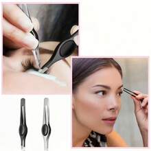 1 pezzo Pinzette in acciaio inossidabile con punta obliqua, pinzette a punta larga e precisione per la modellatura delle sopracciglia, rimozione dei punti neri, depilazione, semplici e facili da usare, colori nero e bianco, ottimo regalo, strumento professionale per le sopracciglia