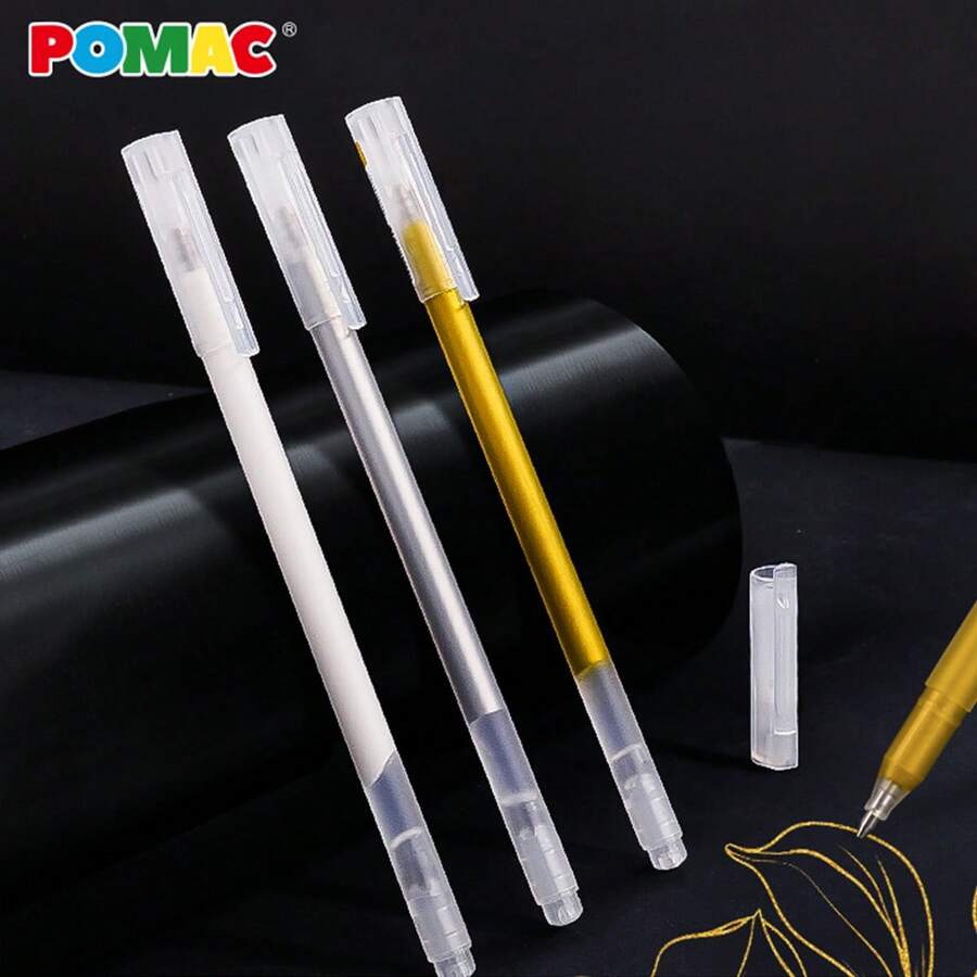 Set de 3 bolígrafos de gel metálicos (oro, plata, blanco), con flujo de tinta suave y cobertura fuerte, bolígrafos resaltadores para papel negro, diarios, elaboración de tarjetas, scrapbooking, bocetos, acentos de acuarela, manualidades DIY
