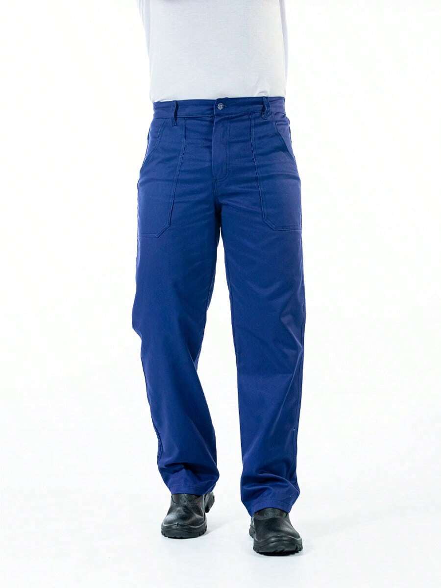 Half-Cos Heavy Denim Operational Work Pants Pockets Professional Construction Uniform - Navy Blue - View 1