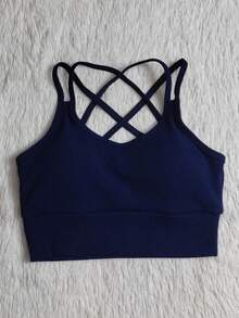 ANARRUGA Cropped Top For Gym Everyday - Navy Blue - View 1
