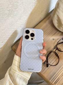 Ốp lưng điện thoại nam châm màu xanh dương kiểu Hàn Quốc chấm bi, tương thích với iPhone 16/15/14/13/12/11 Pro Max/16/15/14 Plus, ốp lưng màu thạch dễ thương. - Màu xanh lam - Xem 3