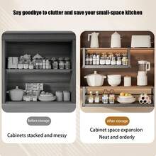 Expandable Under Shelf Basket, Adjustable Under Cabinet Organizer, No Drill Storage Rack For Kitchen Wardrobe - Black - View 5