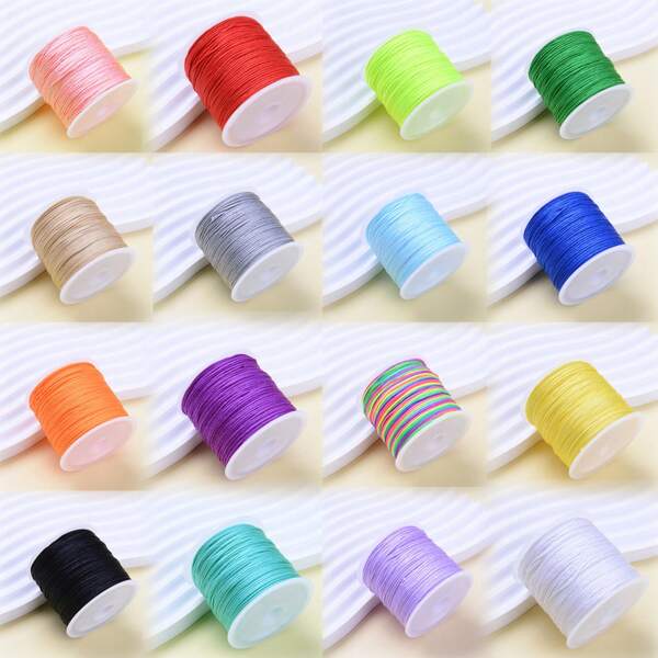 20M/Roll 0.8mm Crafts Nylon Cord For Jewelry Making Beading Braided Nylon Satin String For Bracelets Rattail Trim Chinese Knot