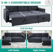 L-Shaped Sectional Sleeper Sofa With  Ports - Convertible Pull-Out Bed, Ample Storage, Timeless Design, Durable Construction Gray/Microfiber,23944372 - 淺粉色 - 查看 5