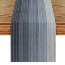 1pc Minimalist Striped Gradient Style Table Runner, Modern Living Room Dining Tablecloth Mat, Dry Cleanable, Washable, Suitable For Kitchen Dining Table Party Wedding Decoration Vintage Style, Suitable For Entryway, Family Gathering, Coffee Table, Living Room, Microwave Dust Cover - Blue - View 11