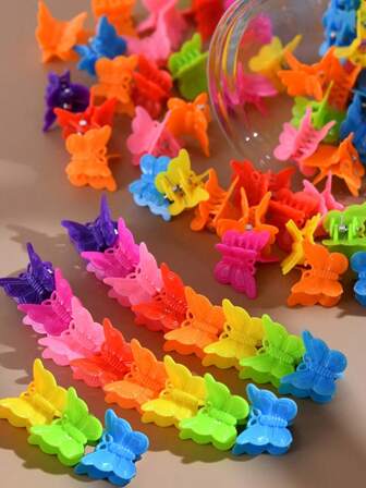 10/30/50/100pcs Cute Mini Colorful Butterfly Hair Clips, Suitable For Girls, Mother's Day Gift Claw Clips Winter Hair Accessories Winter Hair Clutch