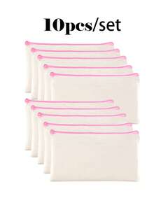 50 Peças Sacos de Zíper de Lona Bege - Bolsas DIY para Artesanato e Armazenamento de Cosméticos, Papelaria - Perfeito para Natal, Casamentos, Aniversários, Decoração de Casa, Decorações de Natal, Decoração de Quarto de Inverno