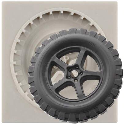Khuôn bánh xe tải hình lốp xe tròn 3D bằng silicon, khuôn sô cô la, trang trí bánh cupcake, kẹo đất sét polymer, kẹo cao su