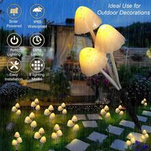 Set Of 10pcs Mushroom Solar Garden Lights,2 Modes 14.5ft Mushroom Night String Lights Waterproof For Outdoor Pathway Garden Lawn Party Christmas Decor (Multicolor) - Bộ 10 món màu trắng - Xem 7