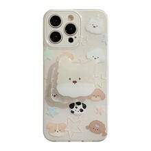 Stand Phone Case - Ngôi sao rỗng hình chú chó dễ thương màu trắng + Đế đỡ chú chó màu trắng - Xem 6