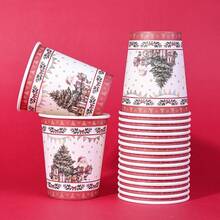 10个/20个/60个，9盎司圣诞老人纸杯，圣诞一次性咖啡杯，热饮杯，节日饮用圣诞派对饮具用品，适用于茶、可可，成人日常使用（经典款） - 彩色 - 查看 4