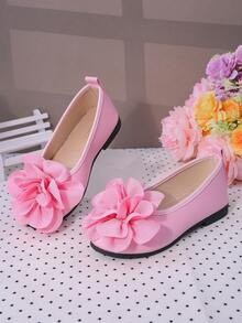 Spring Girls' Pink Leather Shoes, Children's Ballet Flats, Formal Dress Shoes, Flower Design, Flat & Comfortable, Suitable For School Performances, Parties, Weddings, Elementary Students - 玫紅色 - 查看 7