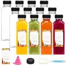 Tomnk 12/36/42/56/128pcs 16oz Plastic Juice Bottles With Caps, Reusable Juicing Bottles, Clear Empty Containers For Drinks, Smoothies And Other Beverages, For Back-To-School Season, Picnics, And Outdoor Activities - 無色 - 查看 1