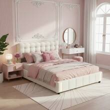 MISNODE Upholstered Bed 140 X 190 / 140 X 200 / 160 X 200cm, Hydraulic Bed With Slatted Frame, Children's Bed, Double Bed, Youth Bed With Storage Space, Beige, Velvet, Suitable For Adults And Teenagers - 米色 - 查看 13