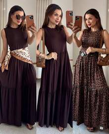 Tres Marias Midi Dress, Viscolycra Mesh Tank Top, 100% Cotton, Comfortable, Confy, Evangelical Fashion - Rỉ Nâu - Xem 2