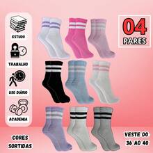 4 Pairs Women's Striped Socks Set, Comfortable, Breathable, Fashionable, Below-The-Calf Casual Socks For Daily Use - Multicolor - Ver 1