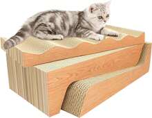 Cat Scratch Pad- 3 In 1 Corrugated Cardboard Cat Scratcher For Indoor Cats, Al Cat Scratching Board For Adult Cats, Catify Cat Scratcher Pads With Catnip,23942230 - 紅木色 - 查看 1