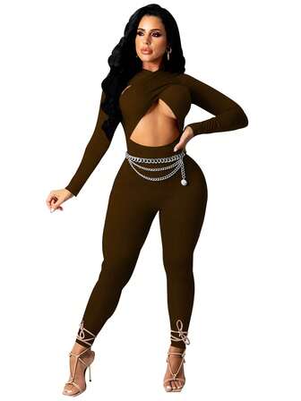 Women's Sexy Solid Color Hollow Out Bodysuit