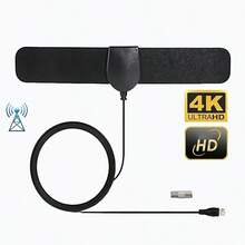 4K TV Antenna, Indoor TV Antenna, Signal Amplifier Antenna, Portable TV Antenna, 1080P TV Antenna, Digital TV Antenna, Battery-Free TV Antenna, Black TV Antenna, TV Signal Reception Booster - Black - View 3