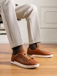 Men's Fashion Sneakers Casual Dress Skate Shoes Lace Up Oxfords Street Style Daily Wear Comfort Versatile For Daily, Outdoor, Commute, Comfortable Couple Shoes - màu nâu - Xem 2