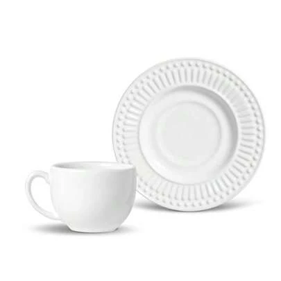 Porto Brasil Conjunto com 6 Xícaras de Chá com 6 Pires Roma Branco 161ml