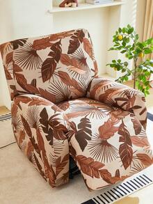 1 Set Of 4/6/8 Pcs Elastic Recliner Cover, Brown Leaf Pattern Printed Recliner Slipcover, Stretch Sofa Cover, Suitable For Living Room Office Home Decor - Brown - View 9