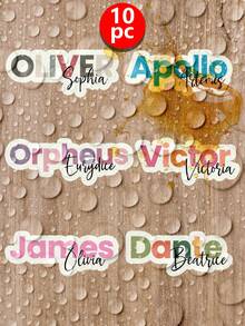 1/3/10pcs Personalized Name Label Stickers, Colorful Cartoon Font Waterproof Text Stickers For Water Bottles And Personal Items - Multicolor - View 11