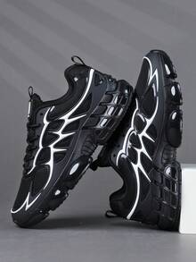 男士低帮运动鞋、休闲跑鞋、慢跑鞋、男士健步鞋、时尚渐变红色鞋履、网球鞋、街头服饰 - 黑與白 - 查看 3