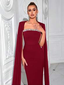 ADYCE Women's Tube Sash High Waist Maxi Slit Party Dress Formal Evening Gown Elegant Formal Dresses
