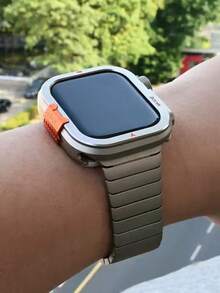 金属表壳兼容 Series 11/Series10 42 毫米 46 毫米，坚固的保险杠保护器 [变成超大 49 毫米 3/2/1 外观]，硬框架带后盖时尚配件适用于 45 毫米 44 毫米保护壳保护套保险杠框架适用于 Watch Series 9 8 7 6 5 4 SE