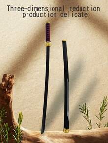 四色木制武士刀套装，动漫装饰品，刀刃安全设计，含展示架，日式武士风格摆件，动漫角色扮演道具，男女皆宜的万圣节/圣诞节礼物 - 彩色 - 查看 7