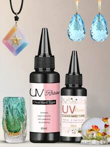 50ml/80ml UV樹脂，超透明、硬質、低氣味、快速固化環氧樹脂，適合初學者製作飾品、DIY手工藝、塗層和樹脂藝術 - UV Resin - 查看 1