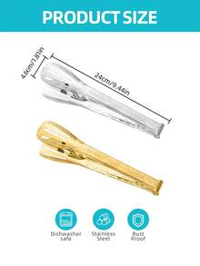 1个可重复使用的带图案食物夹，适用于零食、蛋糕、沙拉、糕点、面包、水果、肉类、烹饪用具、意面夹，多功能厨房用具，厨房用品，厨房配件，家用厨房用品 - 适合万圣节、圣诞节、毕业典礼、婚礼派对、母亲节礼物 - 金色 - 查看 3