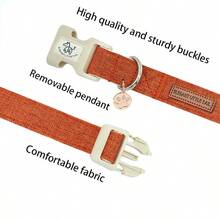 Elegant Small Tail Dog Collar, Orange Pet Collar, Adjustable Cute Dog Collar With Quick Release Buckle - Orange - View 6