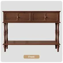 42" Mid Century Console Table, Aged Finish Entryway Table With Storage Shelf For Hallway - màu nâu - Xem 3