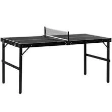 SPORTNOW 5ft Mini Table Tennis Table, Folding Ping Pong Table With Net And Aluminium Frame, Portable Ping Pong Game Set For Indoor Outdoor Use, Black - Black - View 9