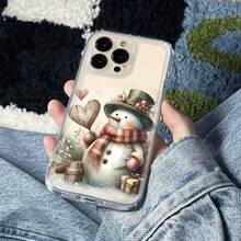 Funda de teléfono transparente con tema navideño de muñeco de nieve - Funda de teléfono suave y resistente de TPU premium adecuada para modelos de 17, 16, 15, 14, 13, 12, 11 Pro Max, así como 16, 14 Plus, 12 Mini, X, XS Max, XR, 8 y 7 Plus, Funda de teléfono con muñeco de nieve navideño, Funda/Fundas de teléfono, Funda de teléfono - transparente - Ver 5