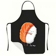 1 Stück Sushi Umarmung süße Schürze - Schwarz, mit lustigem Sushi Design, strapazierfähig & bequem, geeignet zum Kochen, Grillen, BBQ - perfekt für Sushi-Restaurants und Heimküchen, Outdoor-Picknicks & Reisen