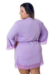 Plus Size Robes & Robe Sets - الأرجواني - مشاهدة 2