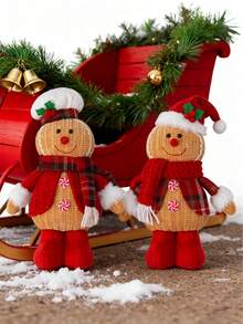 1 件经典姜饼人偶，织物材质，填充礼物，用于分层托盘派对装饰，完美的圣诞礼物，用于房间装饰、节日派对圣诞餐桌装饰、圣诞装饰家居、圣诞装饰、卧室装饰 - 彩色 - 查看 6