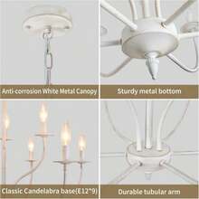 Rviezza French Country Chandelier, 6-Light Antique White Farmhouse Chandelier For Dining Room Lighting Fixtures Hanging, Candle Hanging Pendant Lights For Kitchen Living Room Bedroom Foyer