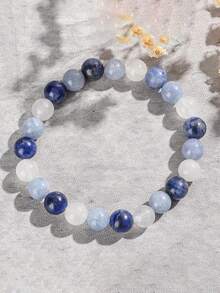 8mm Natural Stone Sodalite Beaded Bracelet - Calm, Serenity, Emotional Balance, Ideal For Daily Life & Festive, Attracts Wealth & Luck Fashion Jewelry Gift For Men And Women - Multicolor - View 7