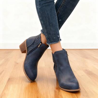 New Women's Boots, Solid Color Vintage Bohemian Commuting Hollow Patchwork Women's Ankle Boots, Women's Ankle Boots, Suitable For Beach, Holiday, Wedding, Party, Spring, Summer, Autumn, Winter